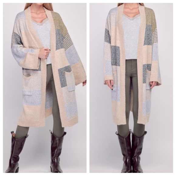 31 Boho Chic Patchwork Grid Patterned Duster Cardigan Coat Jacket - Picture 1 of 3